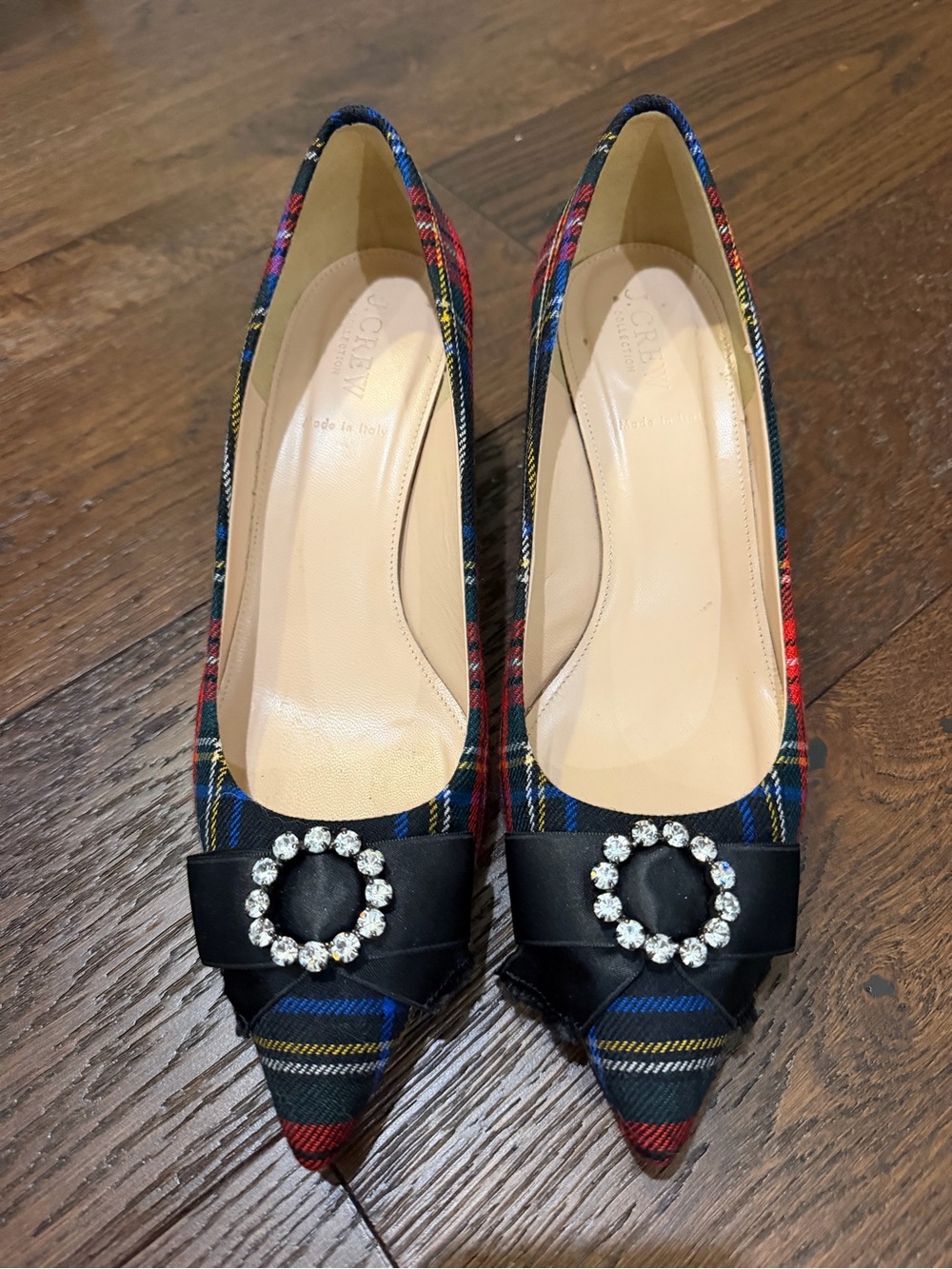 J.Crew collection Avery Christmas holiday plaid block heel pumps 8.5 - Picture 3 of 9